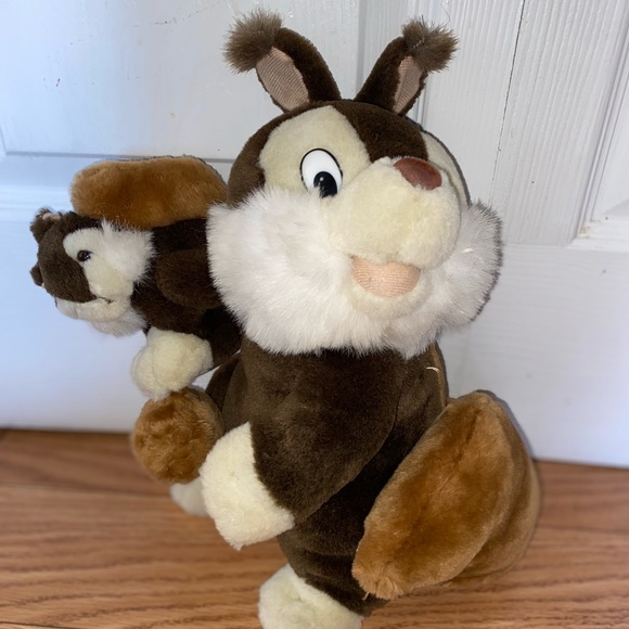 Squirrel Chipmunk Plush Stuffed Animal Baby Pine Cone Vintage TonyToy 12" - Picture 2 of 9